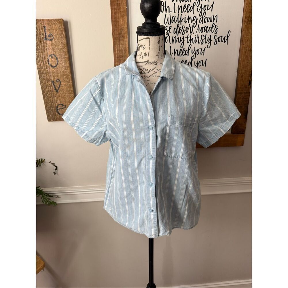 Impact Collection United By Blue Women's Striped Button-up Shirt Blue XL
